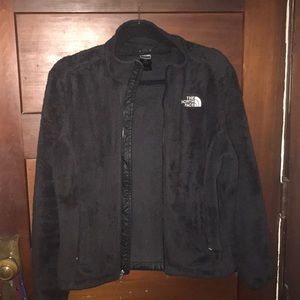 North face fuzzy zip up jacket